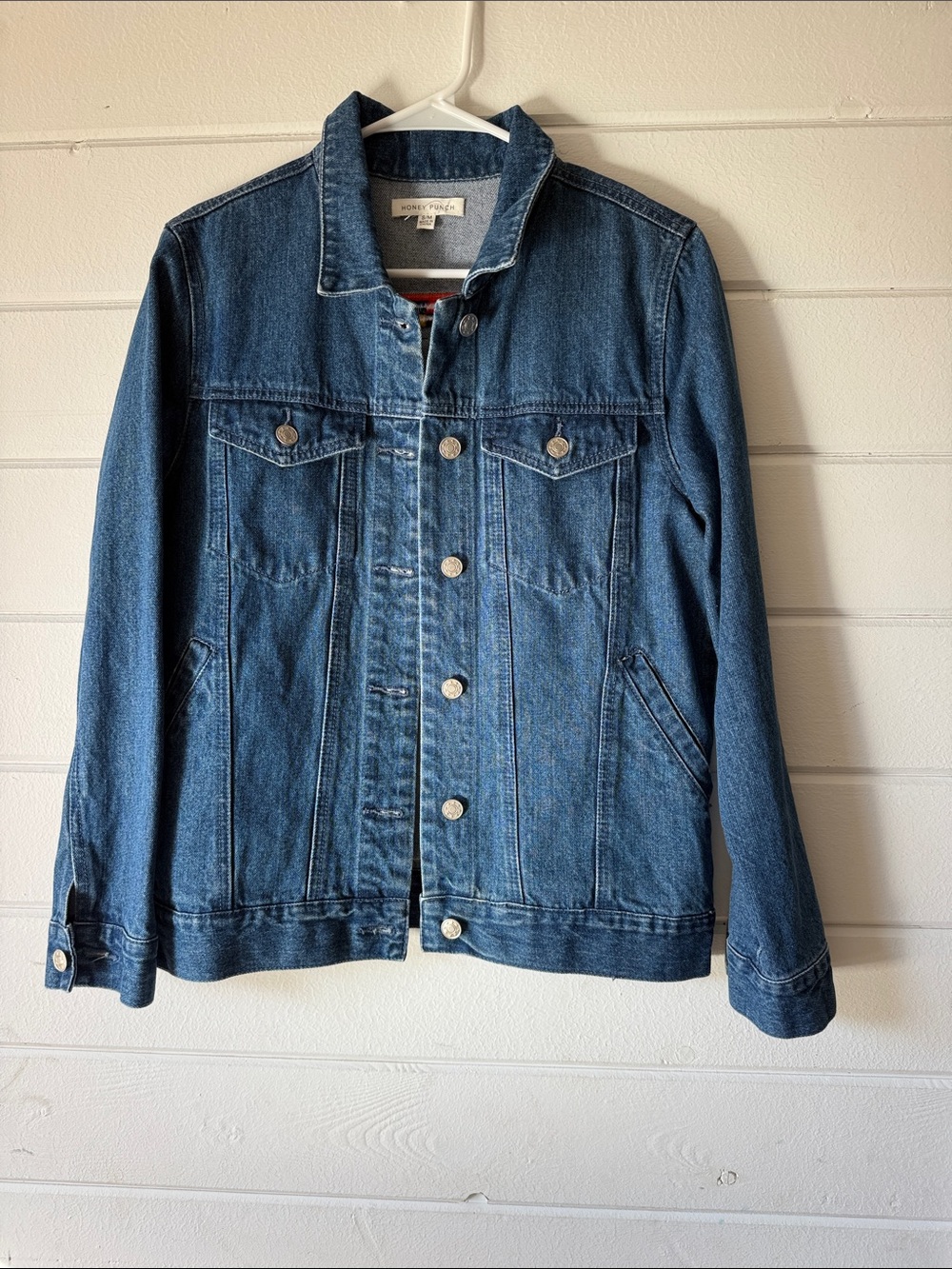 Honey Punch Denim Jacket with Multicolor Embroidered Back Panel - Picture 2 of 2
